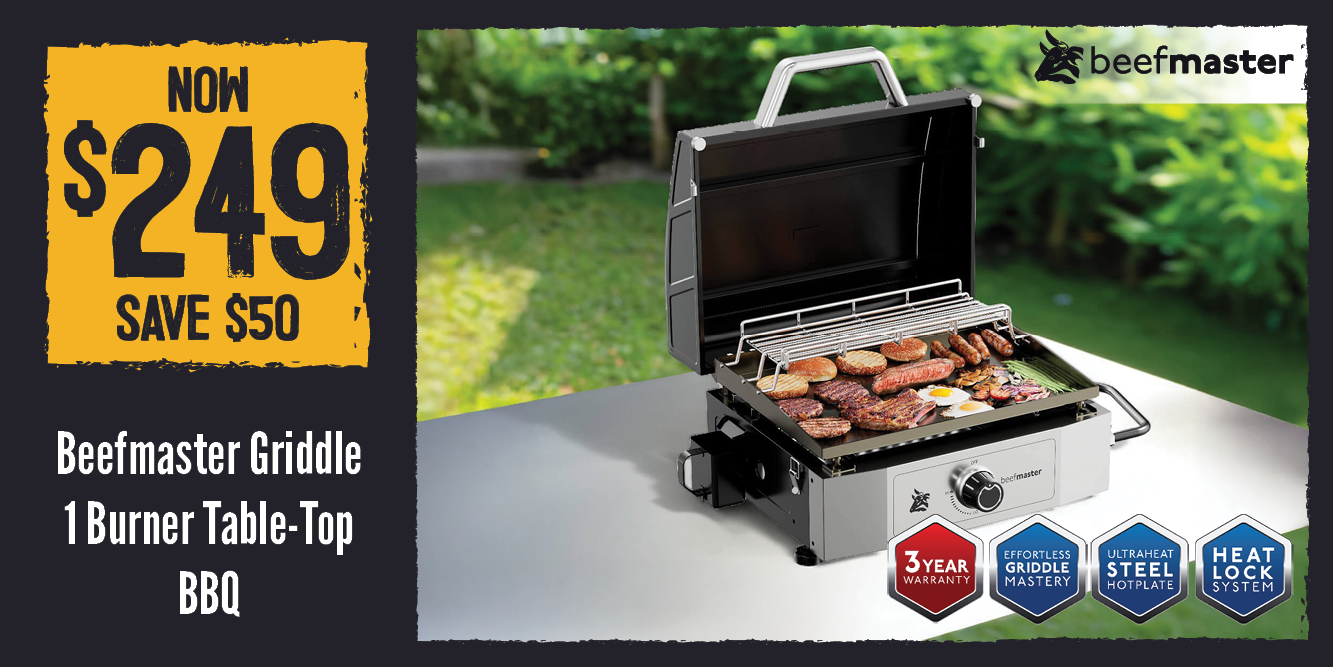 Now $249 Save $50 Beefmaster Griddle 1 Burner Table-Top BBQ | Shop Now